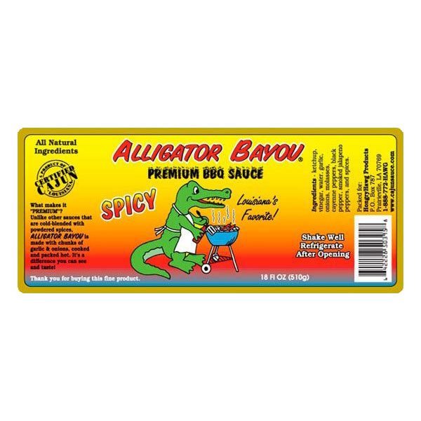 Alligator Bayou BBQ Sauce Label
