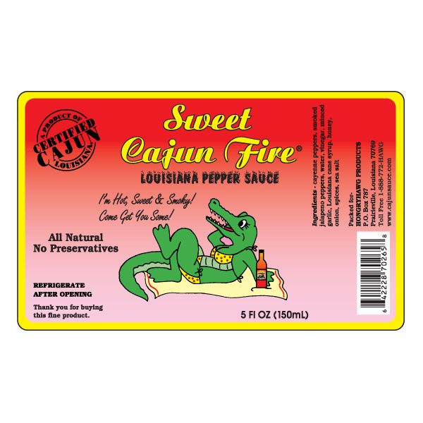 Sweet Cajun Fire Louisiana Pepper Sauce Label